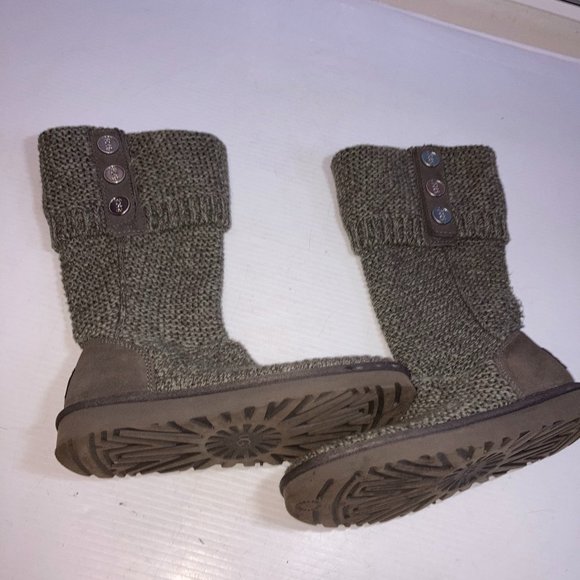 UGG Cardy Knit Boots Womens 1094949 Sz 8 Gray - Picture 2 of 13